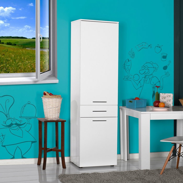 Hanah Home Armario Multiusos Blanco con Estantes y Cajón Adr-621-Pp-1